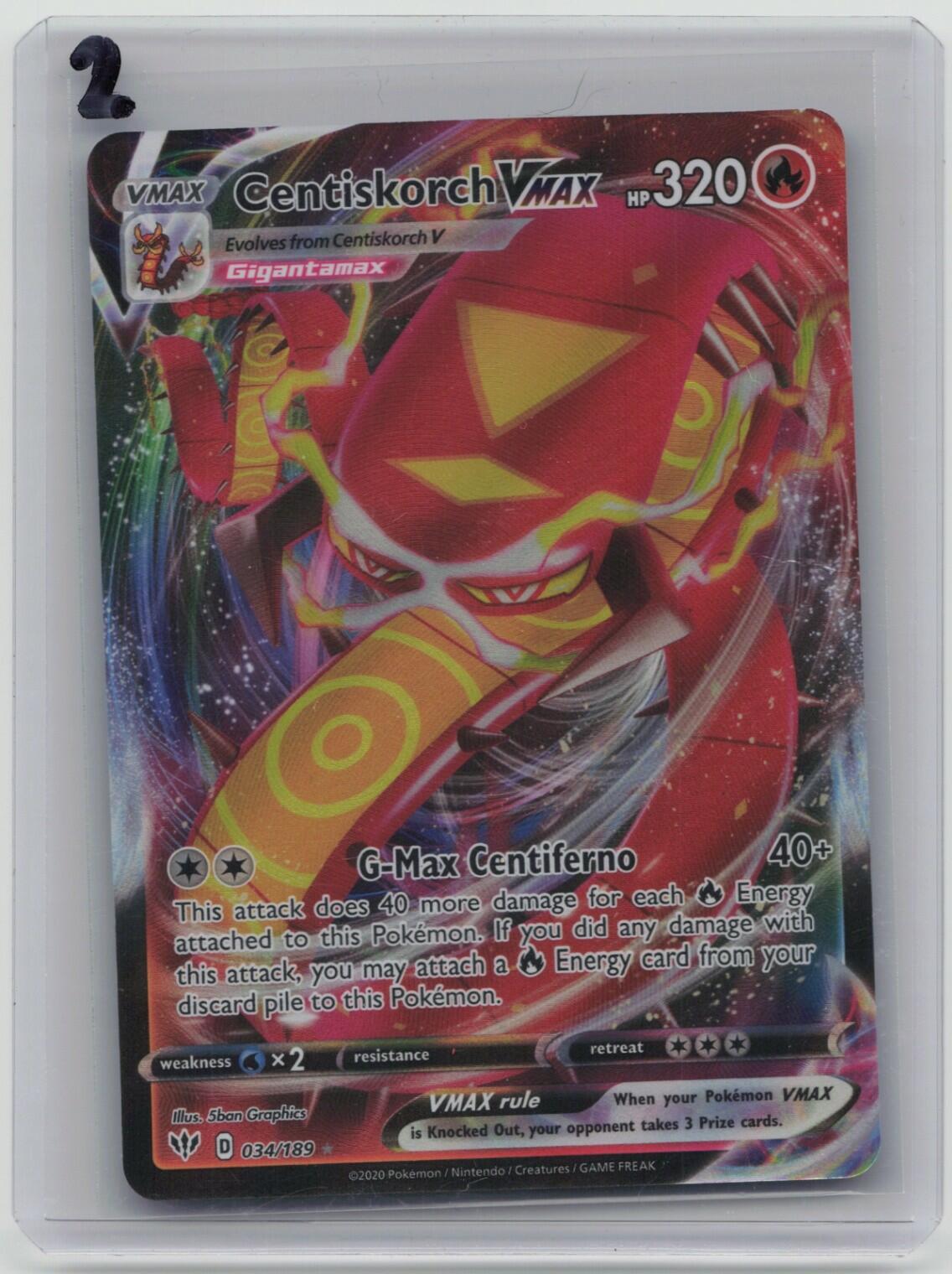 Centiskorch VMAX Ultra Rare SWSH03: Darkness Ablaze 034/189 LP