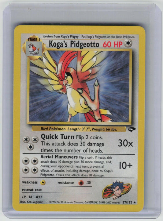Koga's Pidgeotto Rare Gym Challenge 027/132 LP