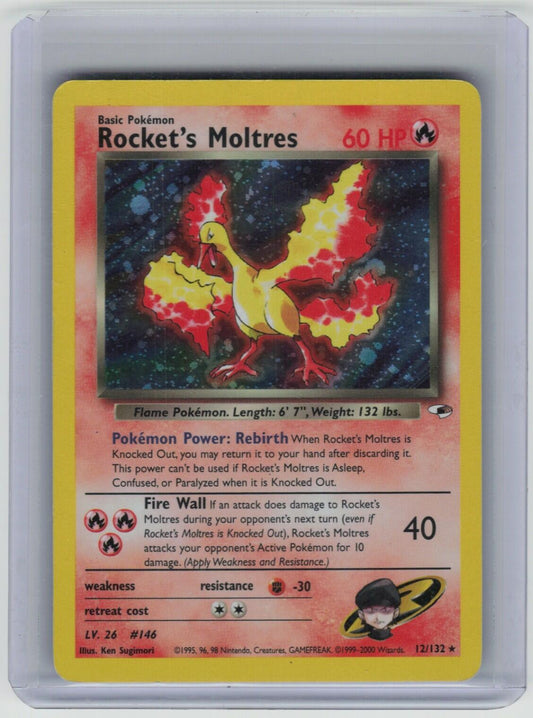 Rocket's Moltres Holo Rare Gym Heroes 012/132 LP