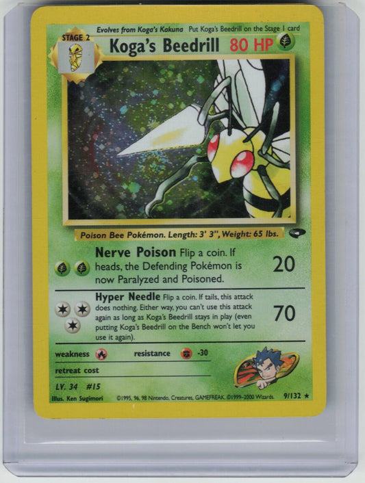 Koga's Beedrill Holo Rare Gym Challenge 009/132 LP