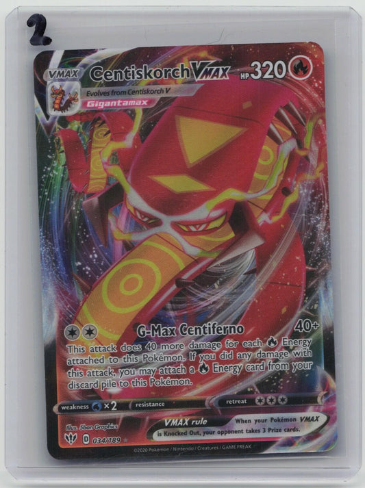 Centiskorch VMAX Ultra Rare SWSH03: Darkness Ablaze 034/189 LP