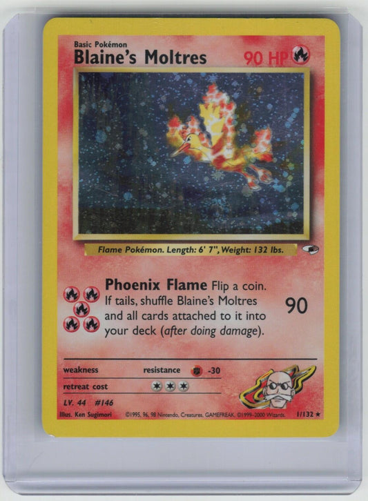 Blaine's Moltres Holo Rare Gym Heroes 001/132 LP
